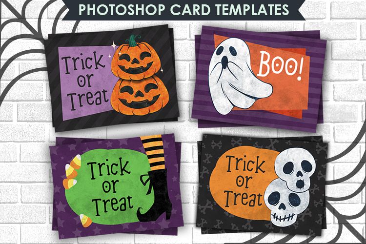 Halloween Card Photoshop Templates, 4,25 x5,5 inch example image 1