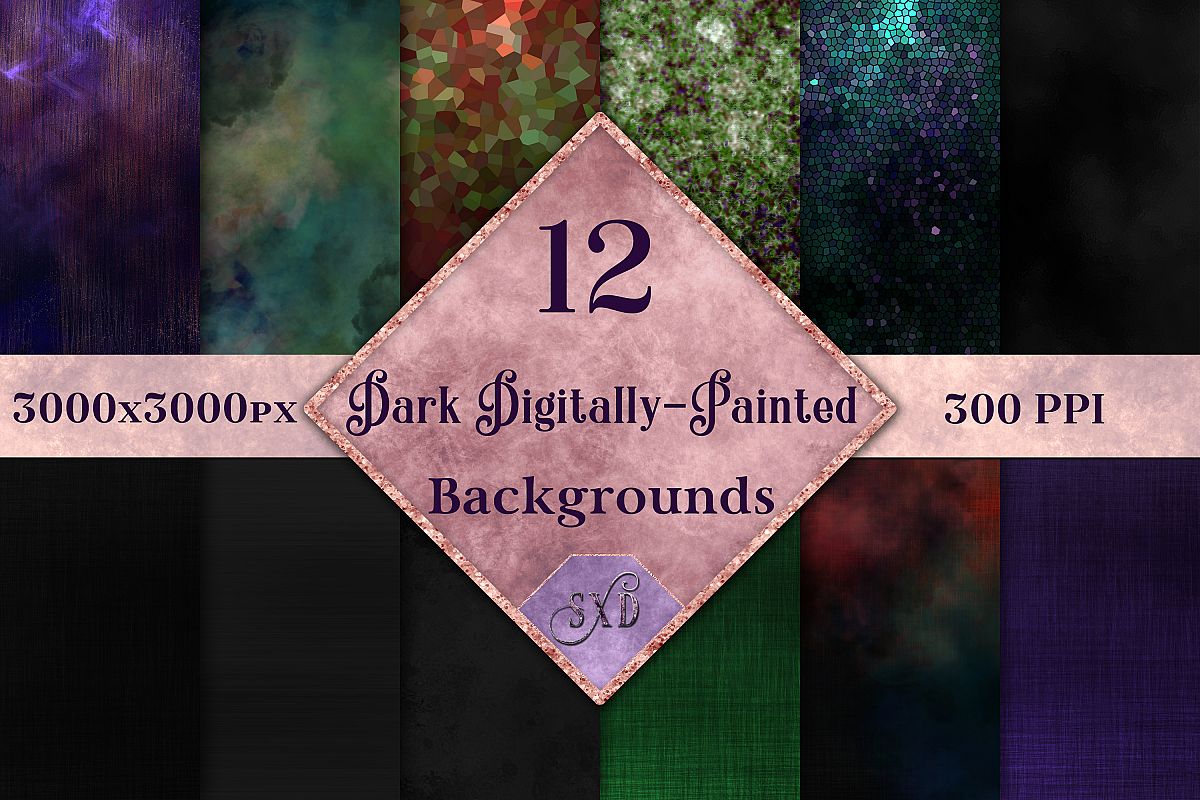 Dark Digitally-Painted Backgrounds - 12 Image Set example image 1