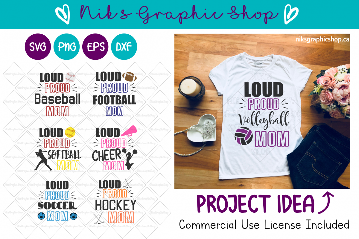 Loud and Proud Mom Svg Bundle, Football, Soccer, Baseball example image 1