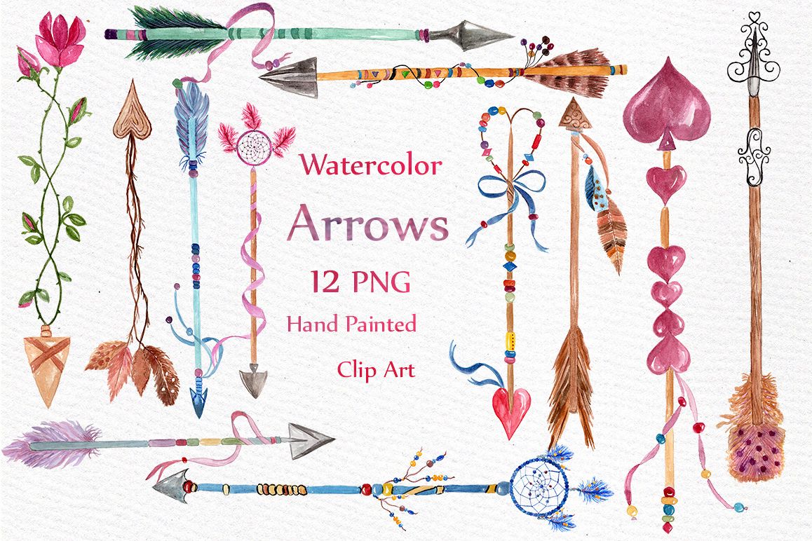 Watercolor arrows clip art example image 1