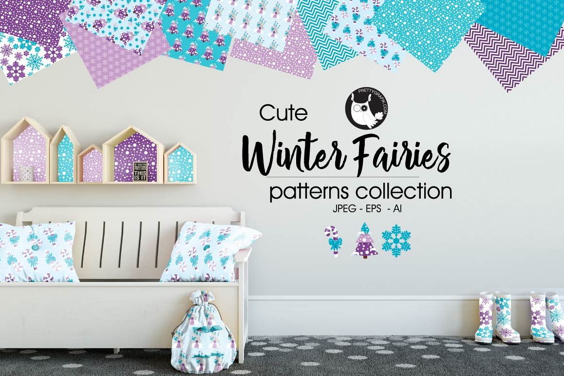 WINTER-FAIRIES, digital papers example image 1