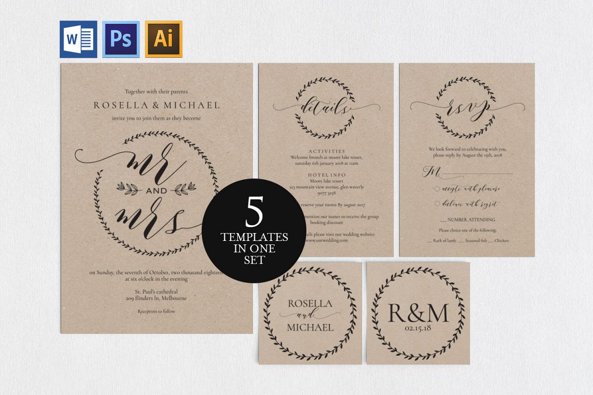Wedding invitation set potrait, TOS_9 example image 1