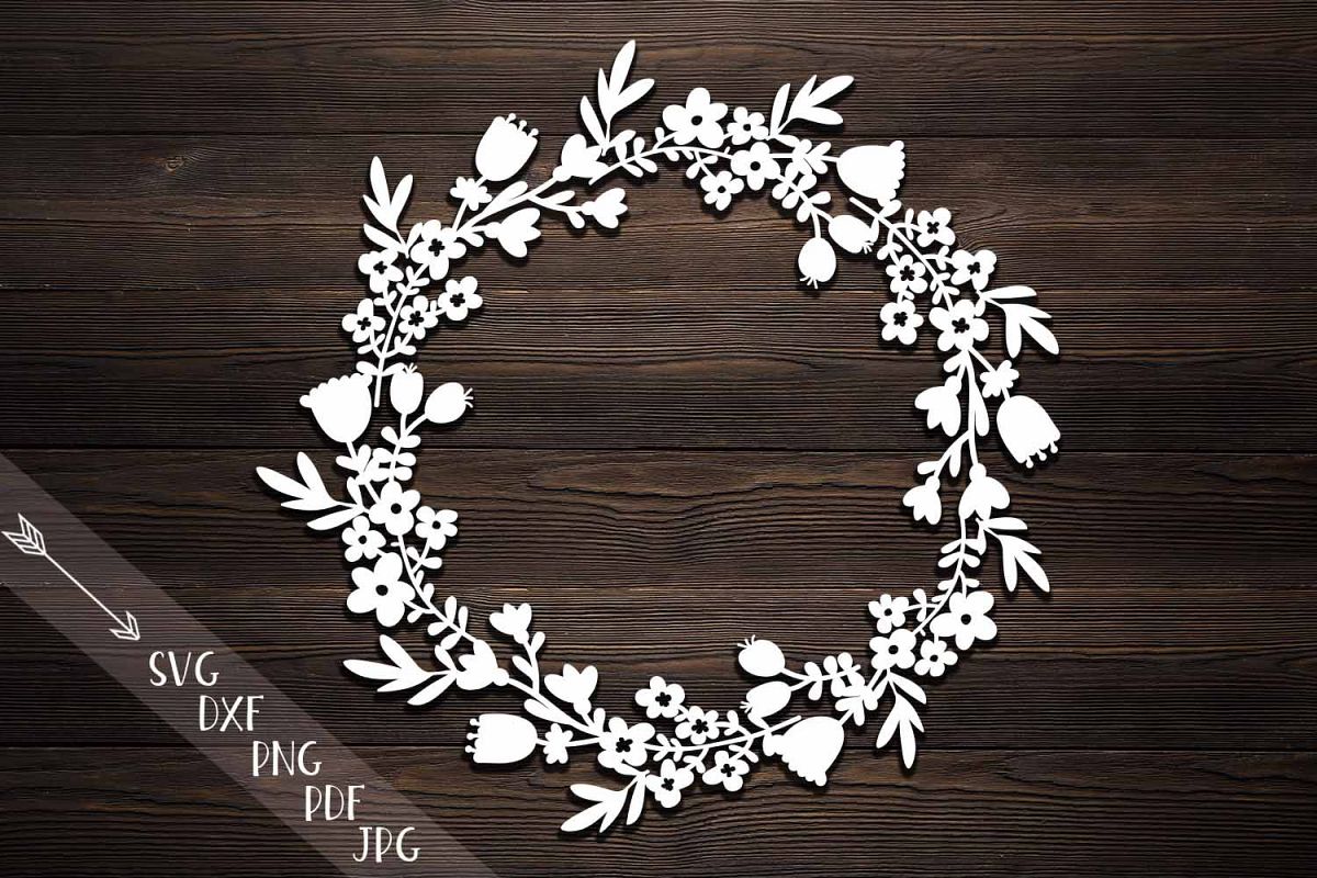 Download flower wreath paper cutting template svg dxf file