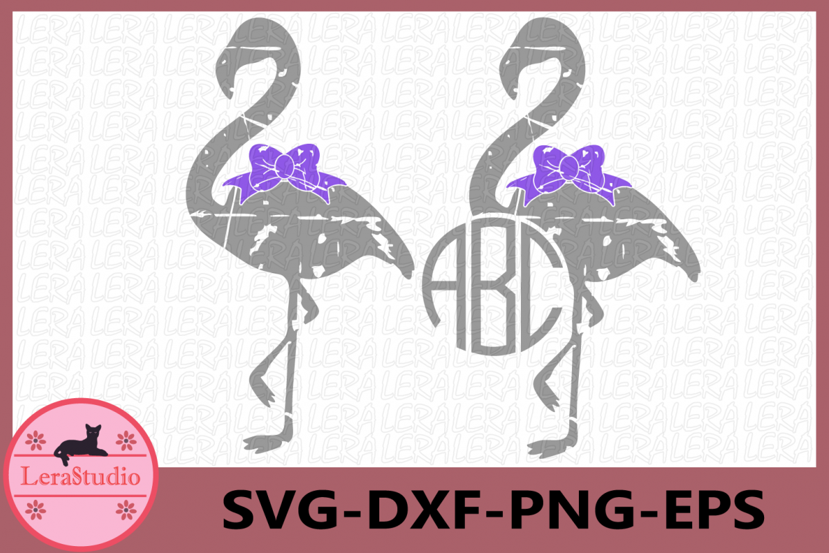 Flamingo Monogram Svg, Flamingo Grunge SVG, Flamingo clipart example image 1