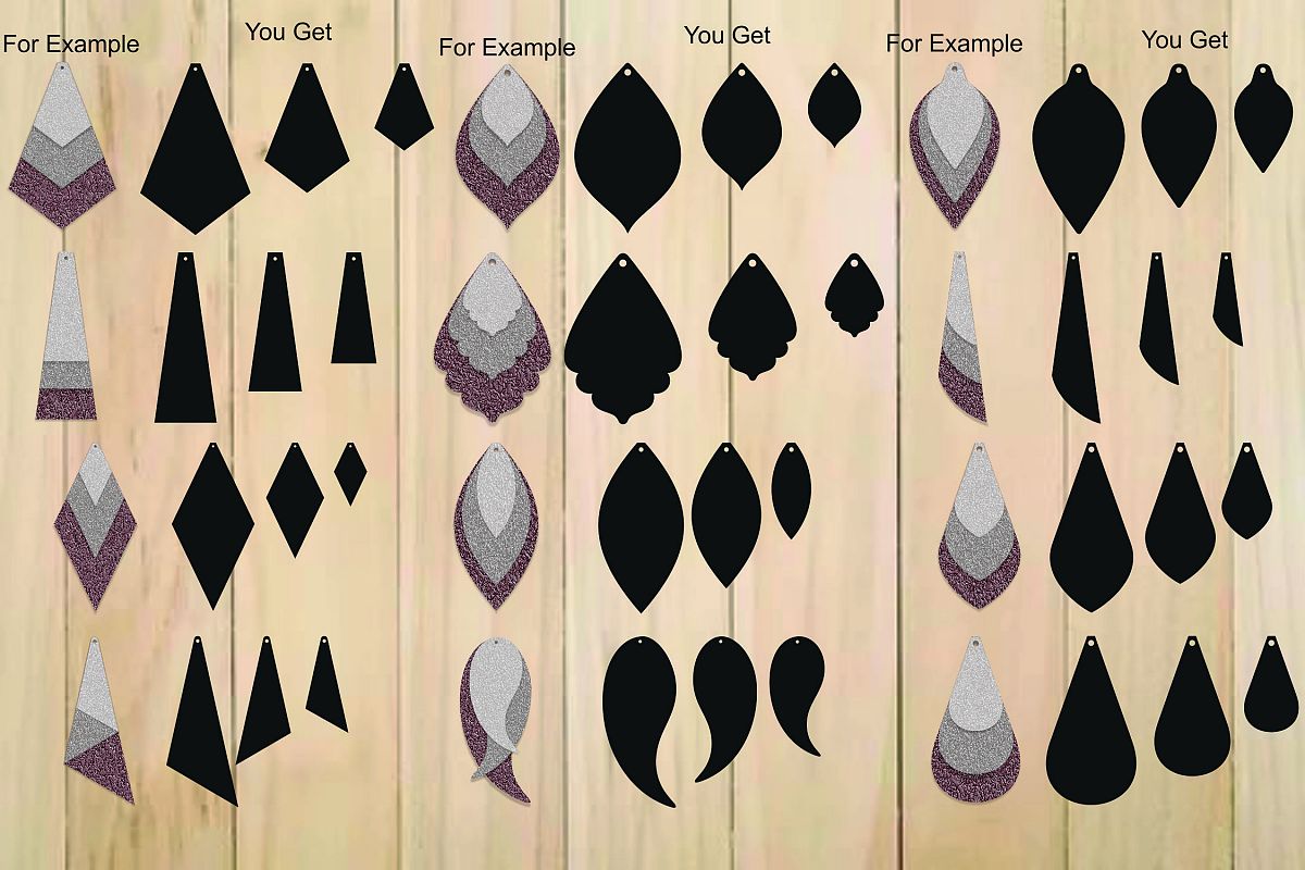Leather Earrings, Earrings SVG, Pendant Template, Cut Files example image 1