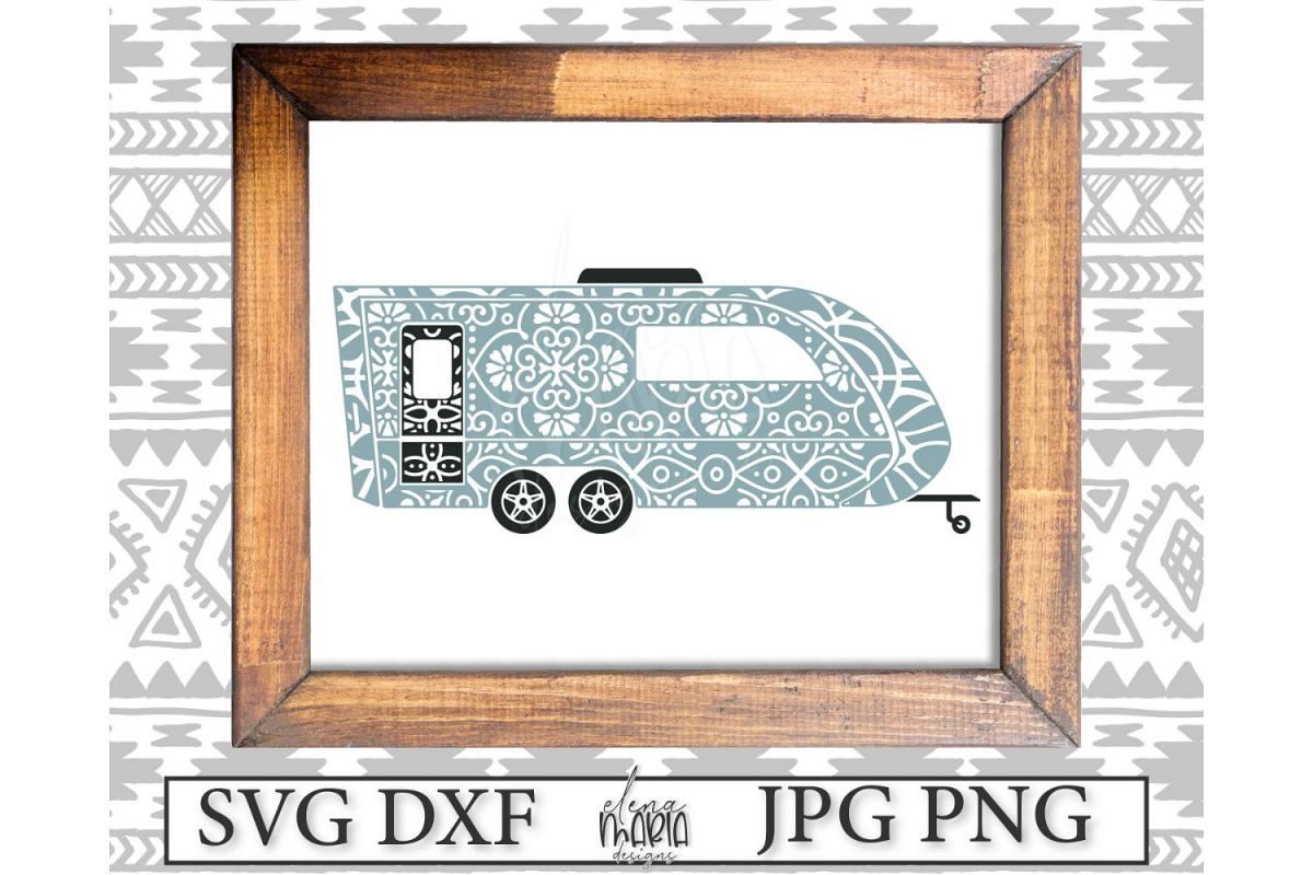 Camper Mandala Svg | RV Camping Trailer Zentangle example image 1
