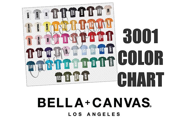 Bella T Shirt Color Chart