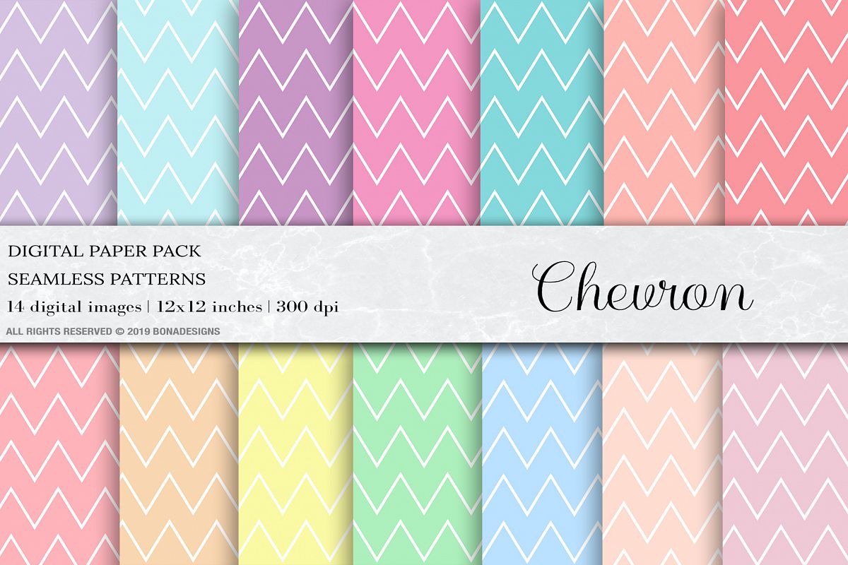 Chevron Seamless Pattern, Pastel chevron Digital Paper example image 1