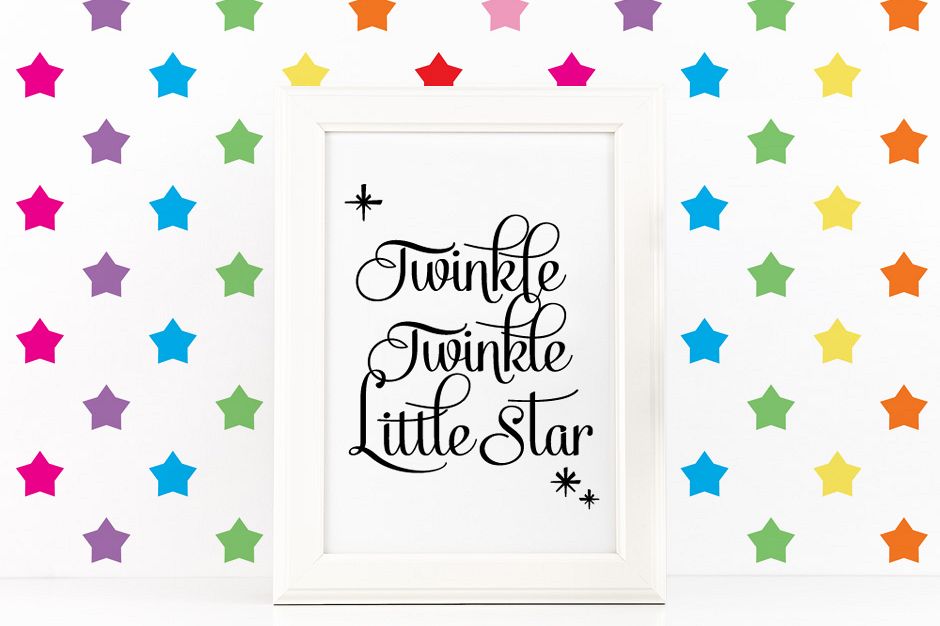 Twinkle Twinke Little Star Quote Inspirational Poster to Print in Black + SVG files example image 1