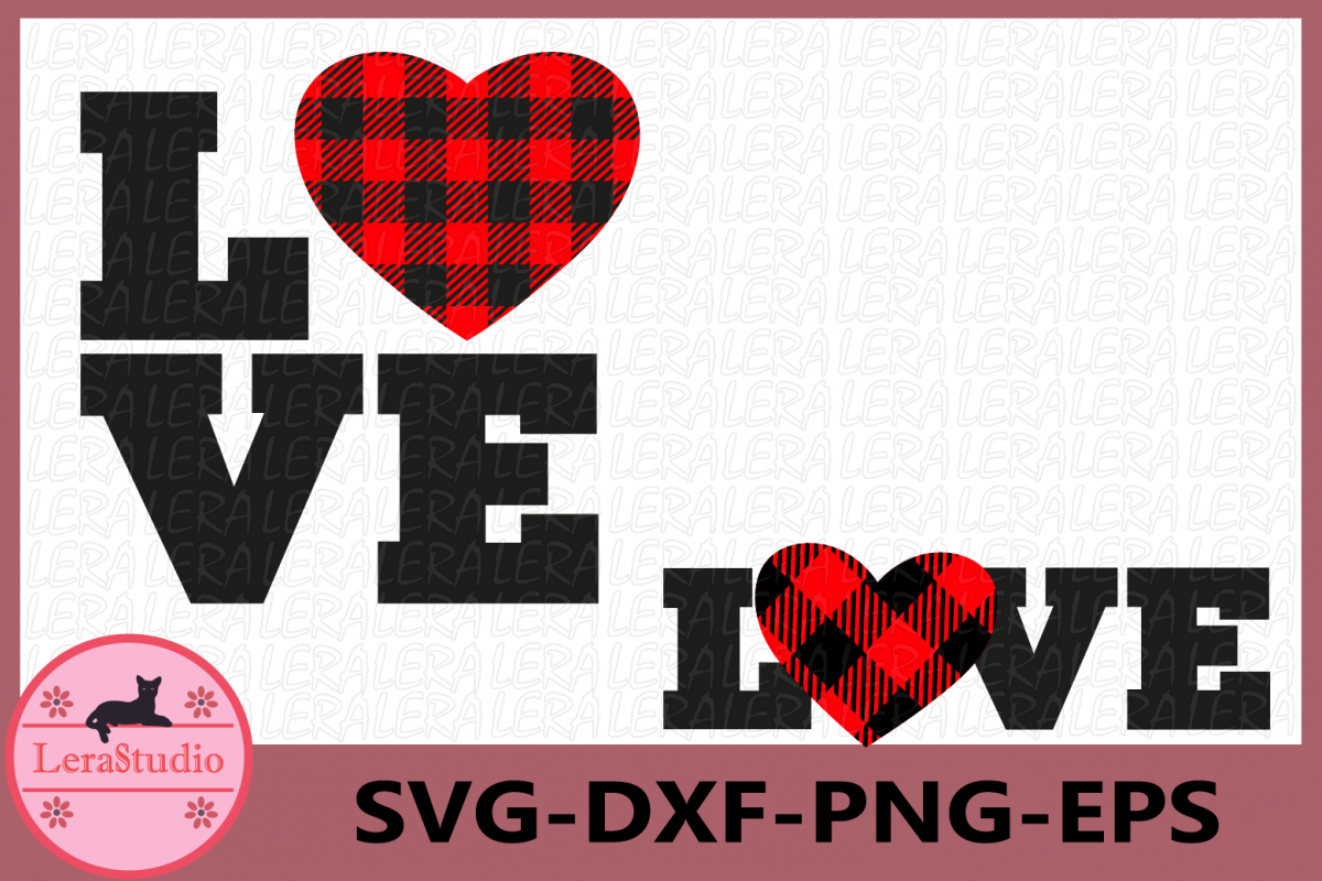 Love SVG, Heart SVG, Buffalo Plaid Svg, Valentines Hearts example image 1