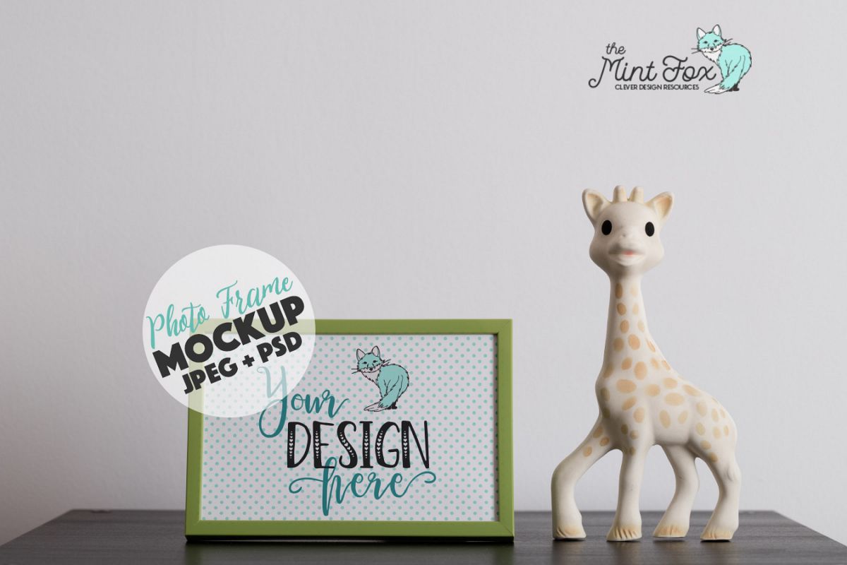 Children Photo Frame Mockup with Giraffe example image 1
