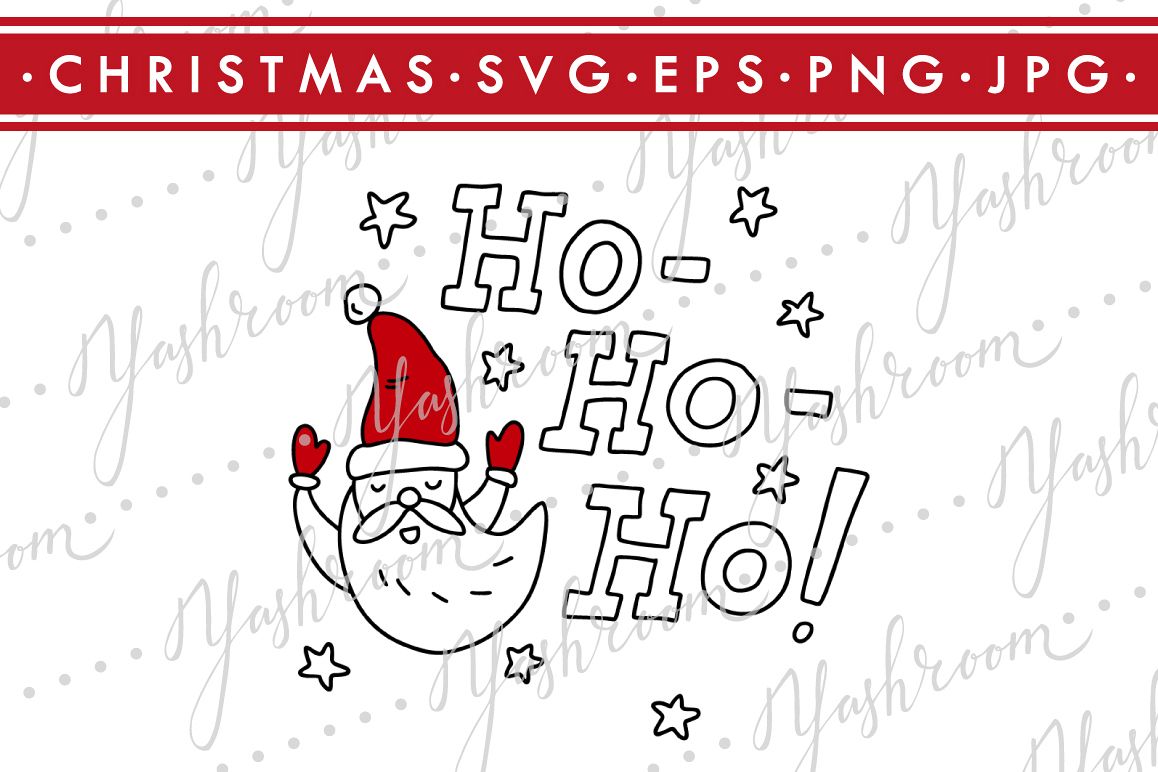 Ho-Ho-Ho -Christmas Quote SVG Cut File Silhouette example image 1