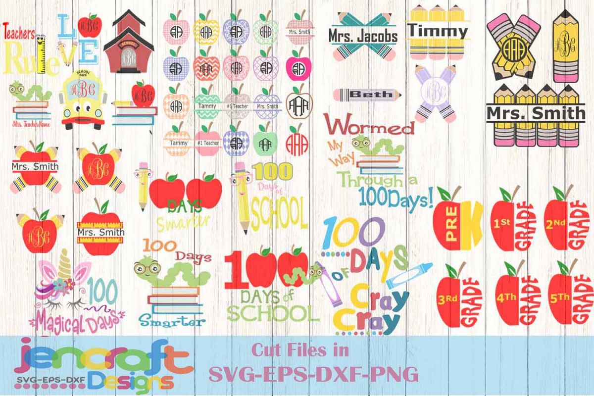 Download School SVG Teacher Student Bundle 100 days appreciation svg