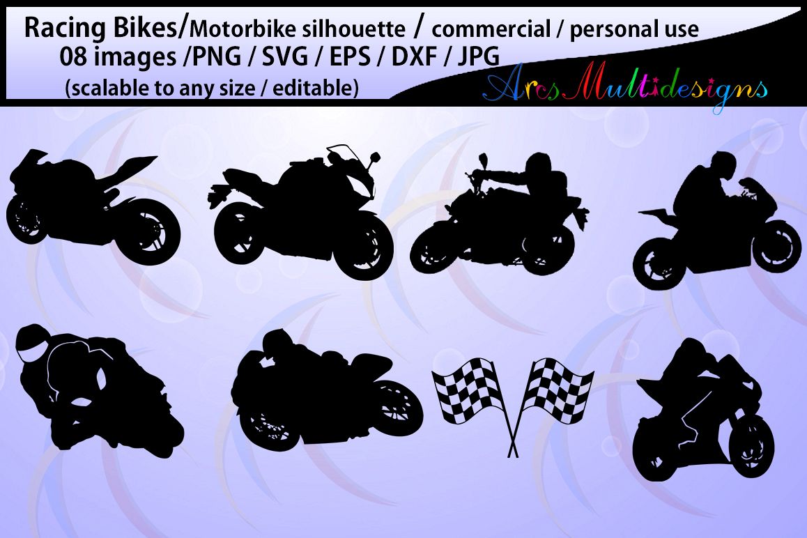 racing bike silhouette / motorbike silhouette / sports bike silhouette / SVG Cutting Templates / SVG / EPs / DXf /JPG /PNg example image 1