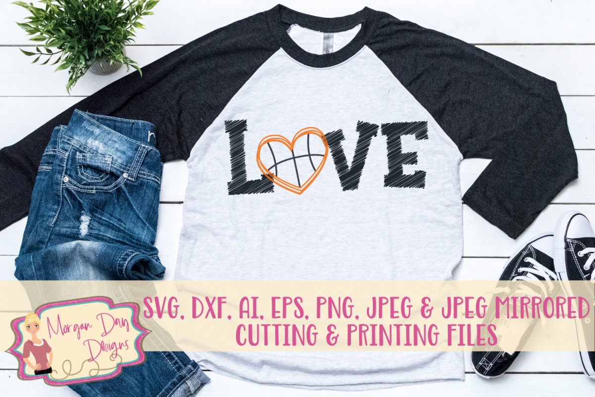 Grunge Love Basketball SVG, DXF, AI, EPS, PNG, JPEG example image 1