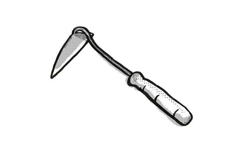 Hand Weeder Cartoon Retro Drawing example image 1