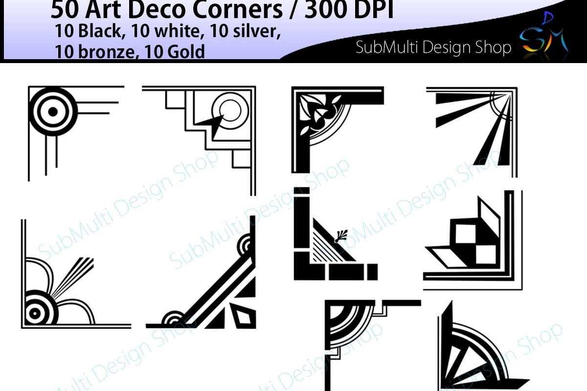 Art deco / art deco corners / art deco frames / art deco digital clipart / vector / High Quality / side corners / silhouette /digital files example image 1