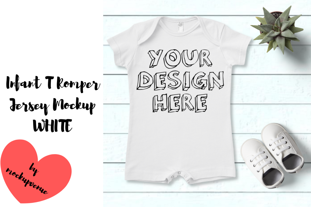 Infant T Romper Jersey Mockup - WHITE example image 1