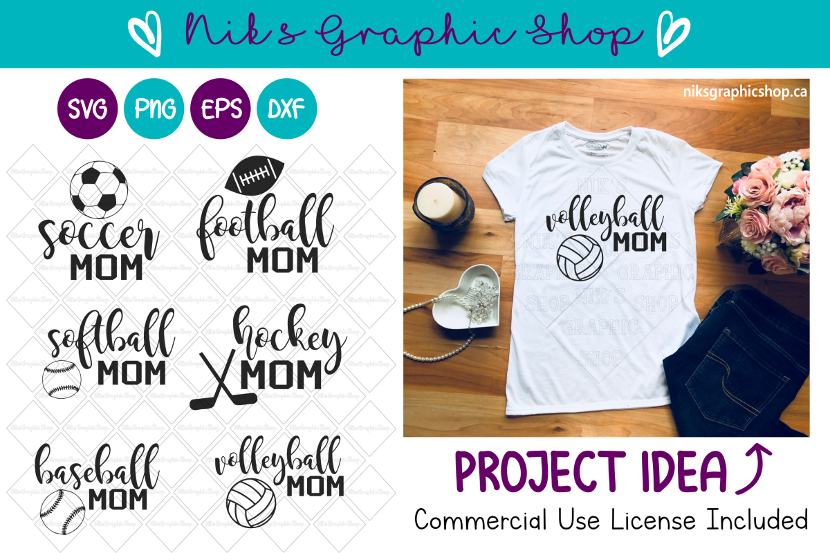 Sports Mom SVG Bundle, Soccer Mom svg, Baseball Mom, Bundle example image 1