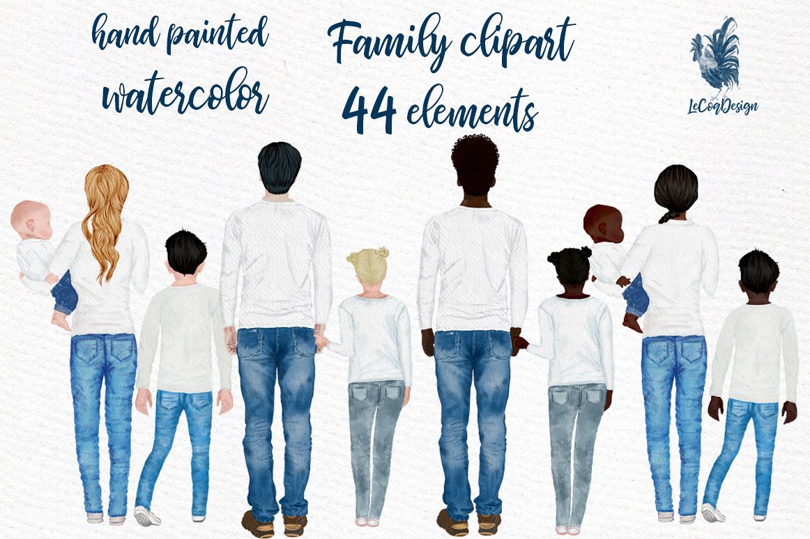 Watercolor Family Clipart, People clipart Infant baby example image 1