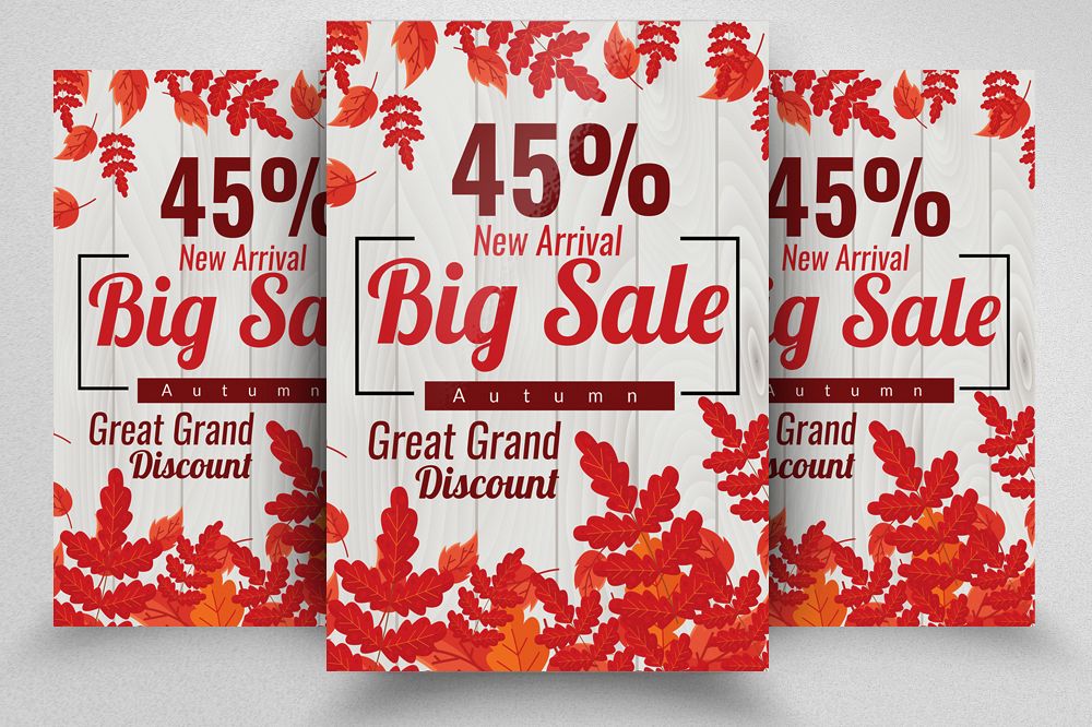 Autumn / Fall Season Big Sale Flyer Template example image 1
