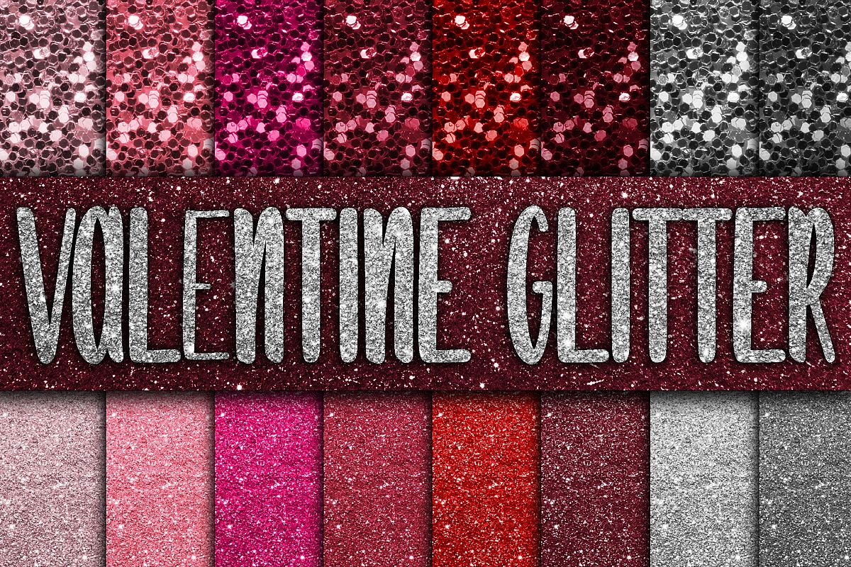 Valentine Glitter Digital Papers example image 1