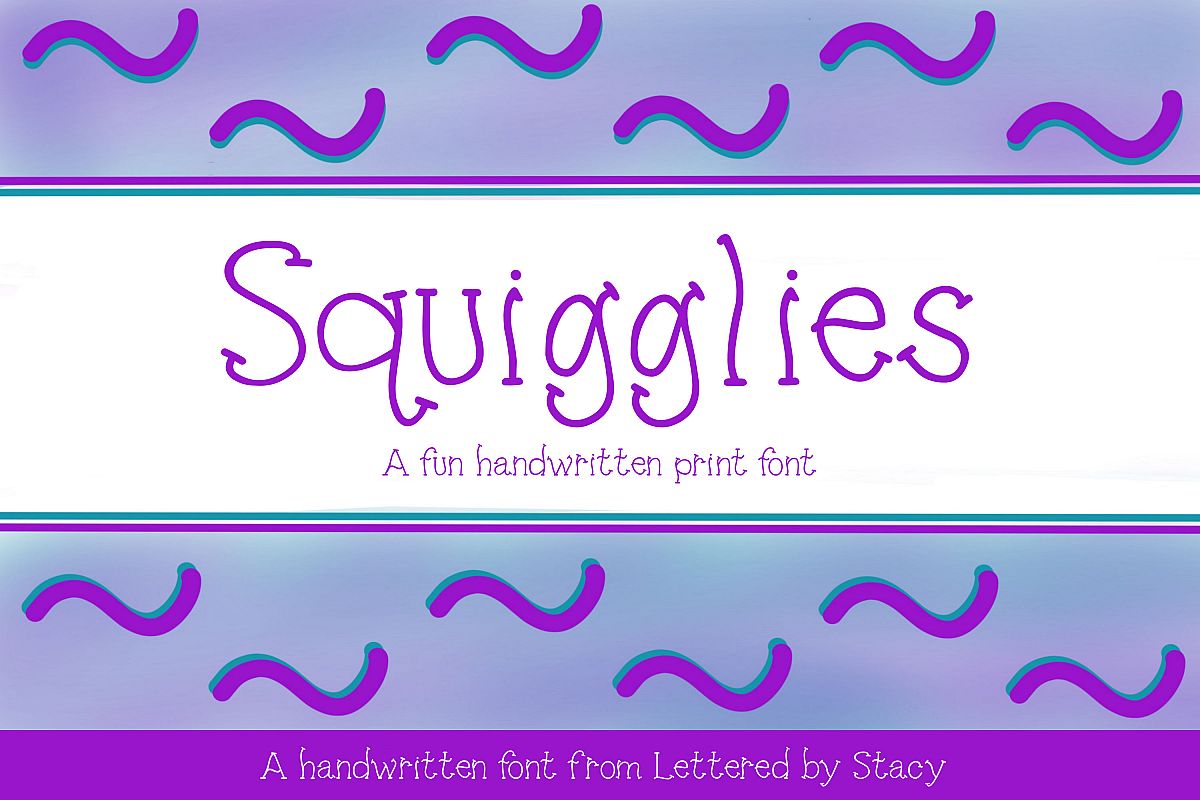 Squigglies - A fun handwritten print font example image 1