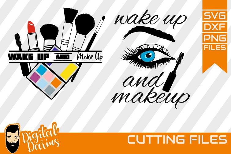2x Wake up and make up svg, Mascara svg, Vector, Cricut, DXF example image 1
