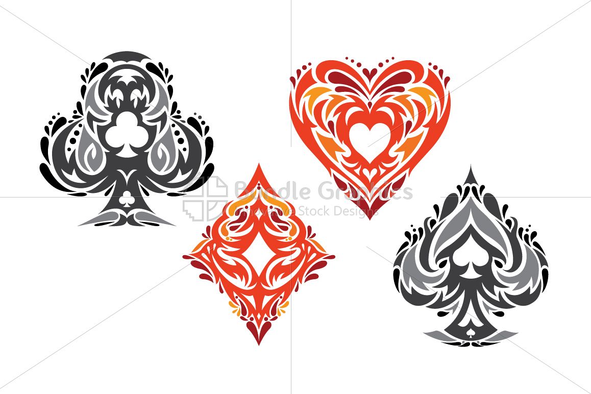 Playing Cards - Tribal Vector Symbols Set example image 1