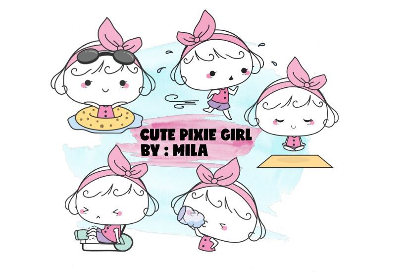 KAWAII GIRL CLIPART BUNDLE PNG example image 1