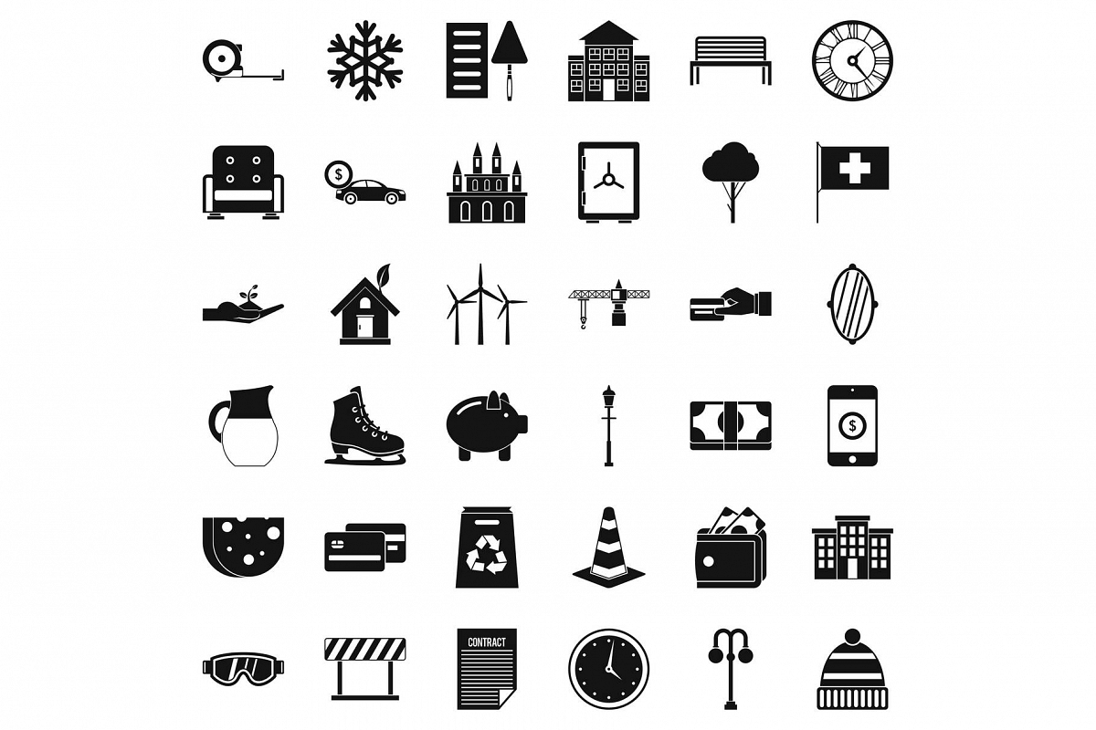 Villa for rest icons set, simple style example image 1