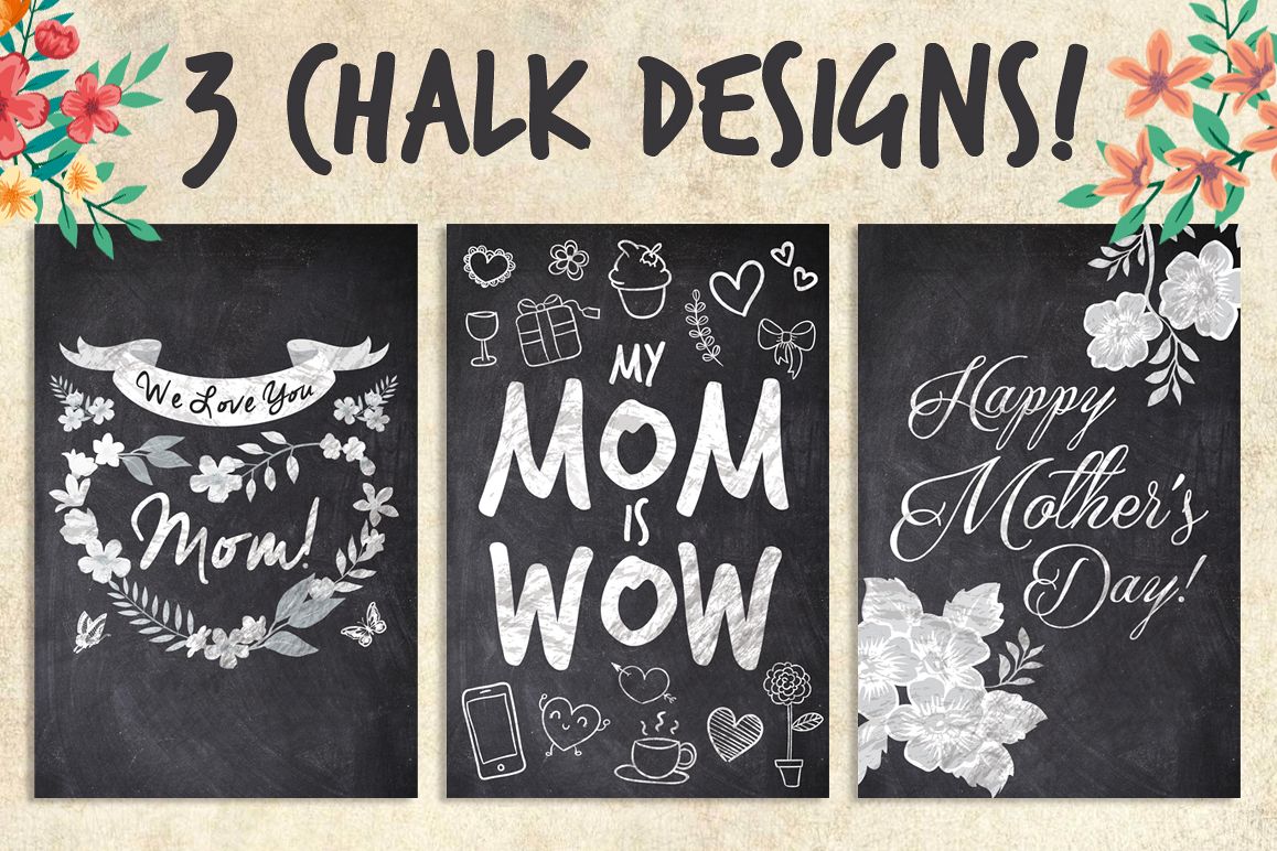 3 Chalk Mother's Day Cards example image 1