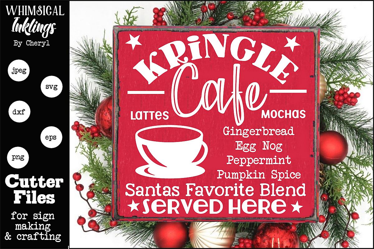 Kringle Cafe-Christmas Coffee SVG example image 1