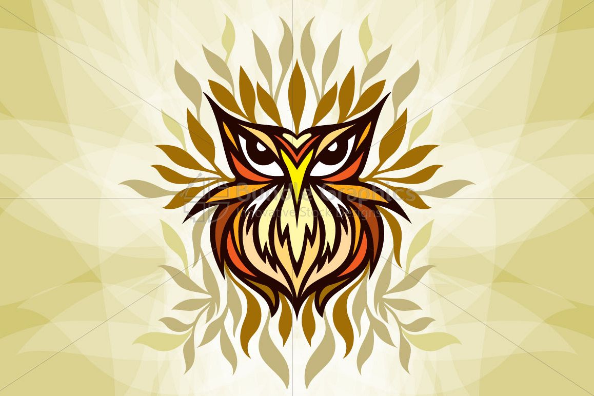 Staring Owl - Creative Tribal Style Mirror Graphic of Bird example image 1