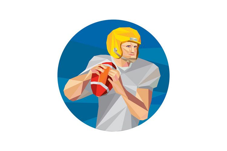 American Football Quarterback QB Low Polygon example image 1