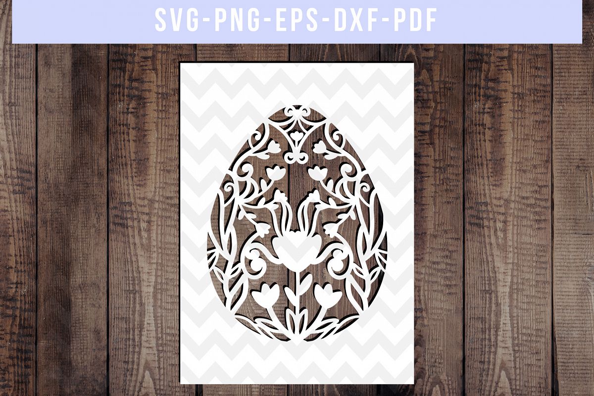 Easter Egg Frame Papercut Template, Metal Decor, SVG, PDF example image 1