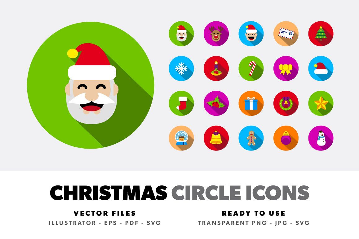 Christmas Circle Color Icons example image 1
