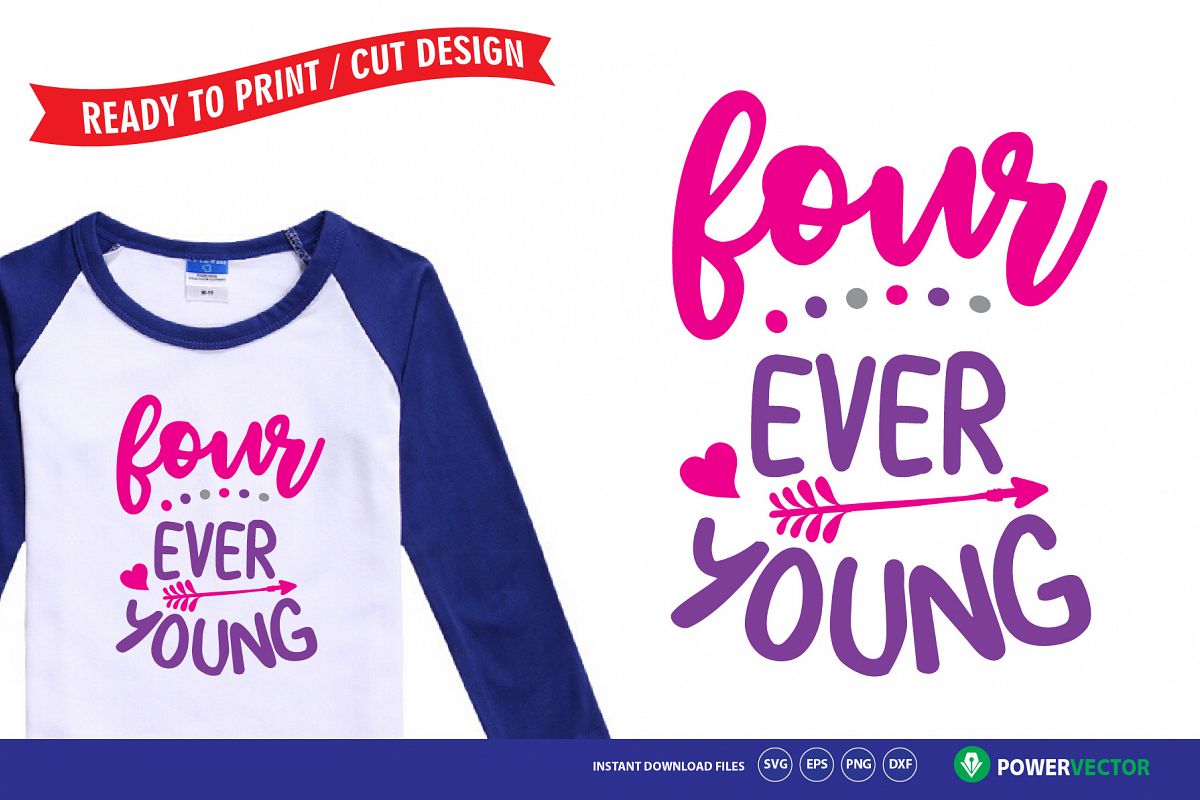 Download 4th Birthday Svg, Four Ever Young Birthday Girl Shirt