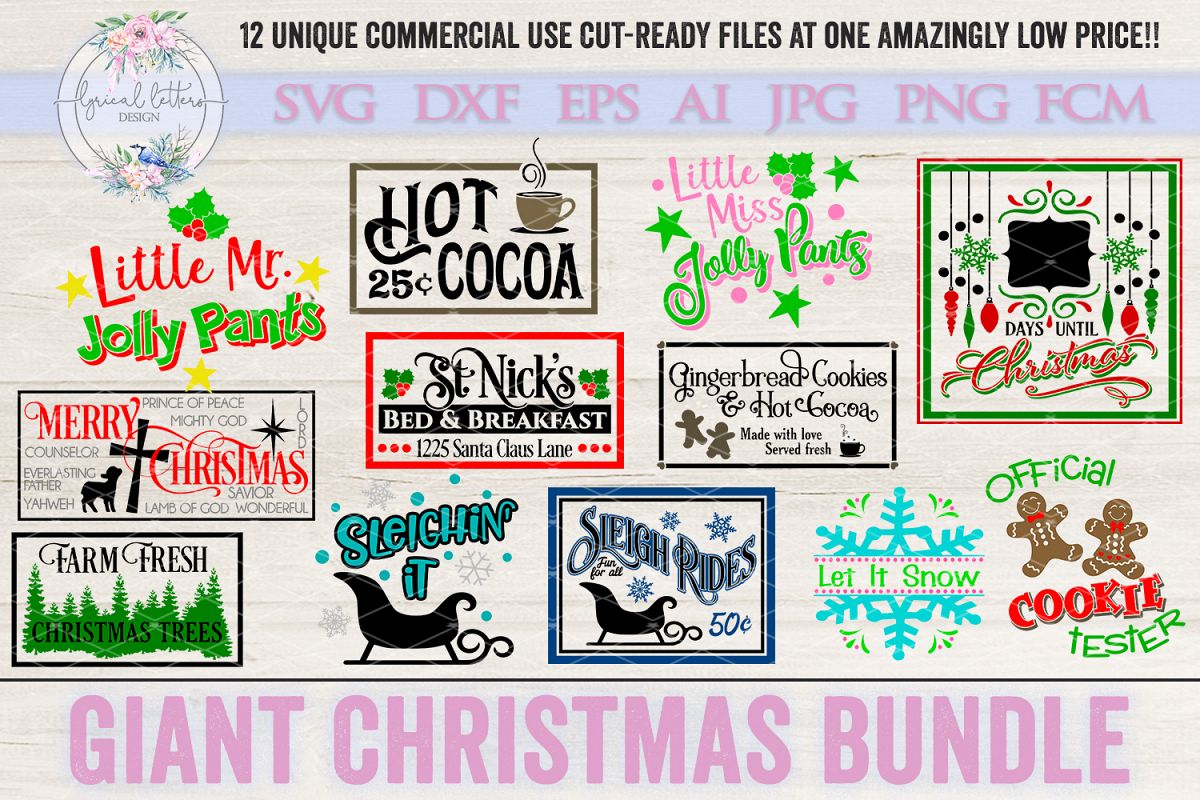 Giant Christmas Bundle of 12 SVG Cut Files LLC example image 1