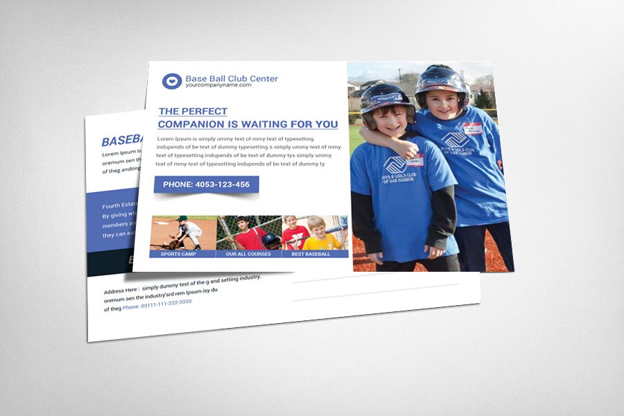 Baseball Sports Camp Postcard Template example image 1