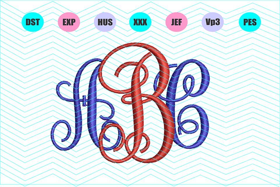 Vine monogram Machine Embroidery Design 13 Sizes example image 1