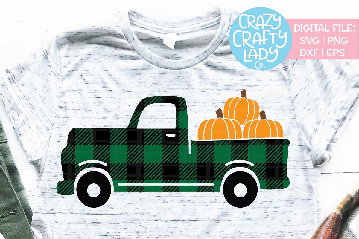 Buffalo Plaid Fall Pumpkin Truck SVG DXF EPS PNG Cut File example image 1
