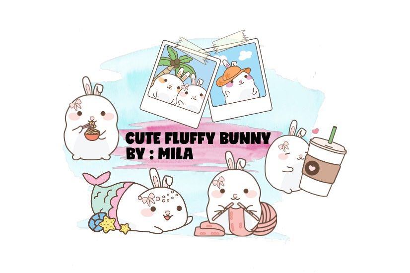 KAWAII BUNNY CLIPART BUNDLE PNG example image 1