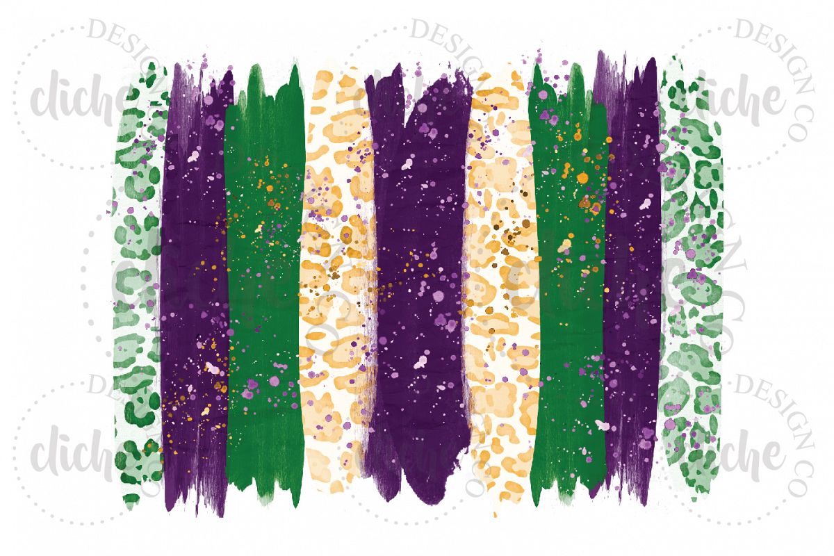 Mardi Gras Paint Stroke Sublimation Design Background example image 1