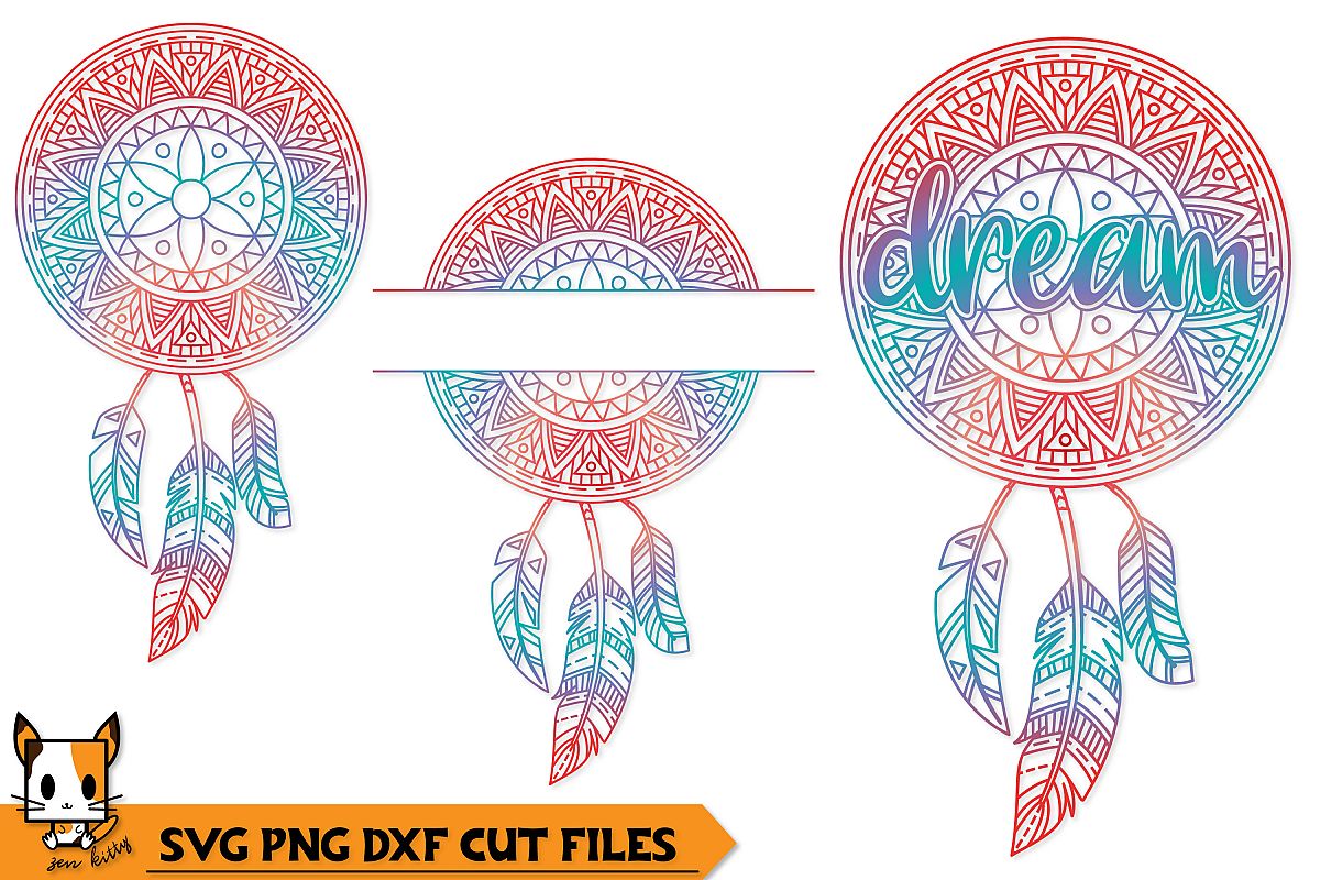 Dream Boho Dreamcatcher - Mandala SVG PNG DXF Cut Files (364772) | Cut