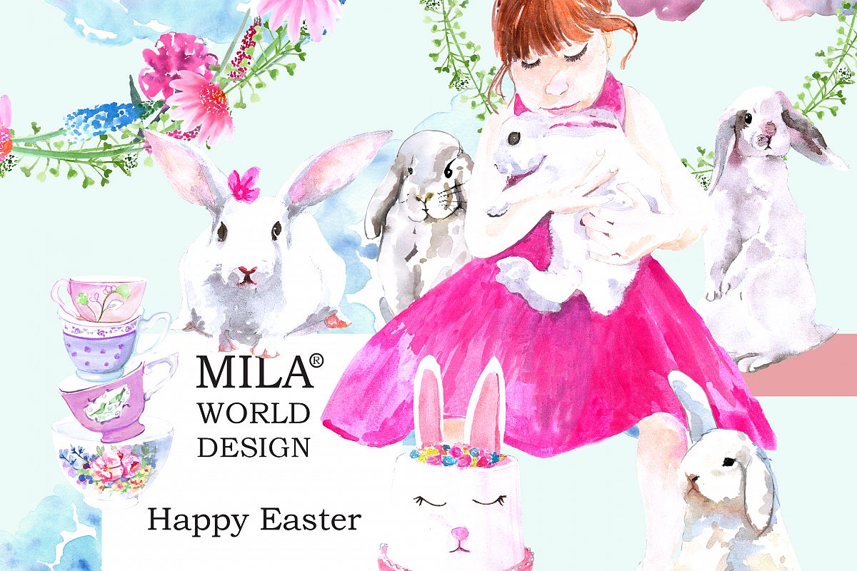 Watercolor Easter clipart example image 1