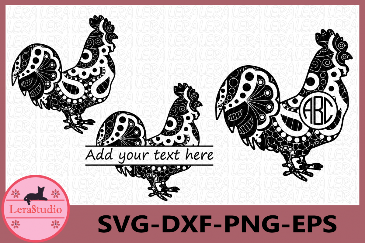 Cock Rooster Zentangle SVG, Farm svg, Animals Svg, Rooster example image 1
