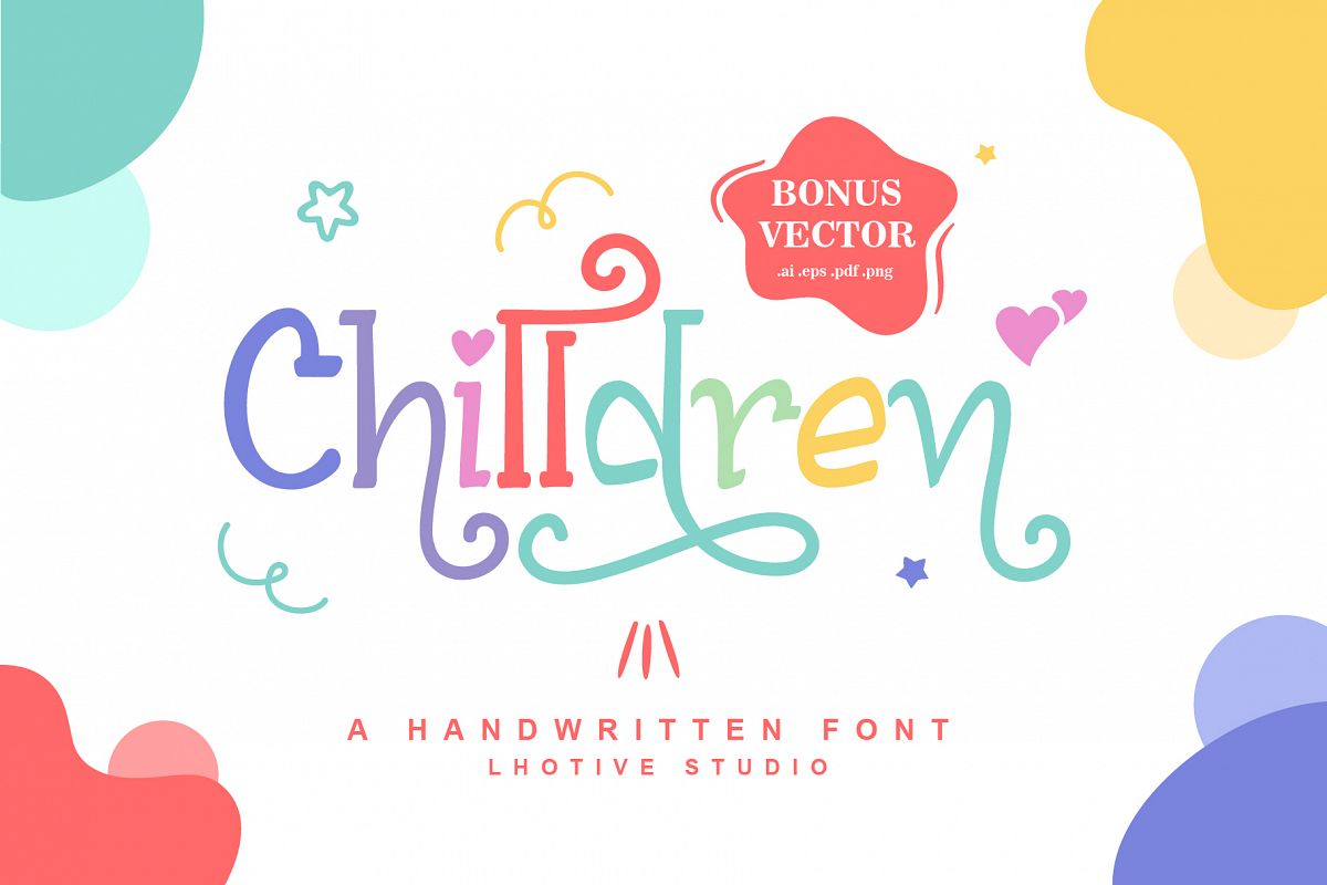 Chilldren Handwritten | Bonus Vector example image 1