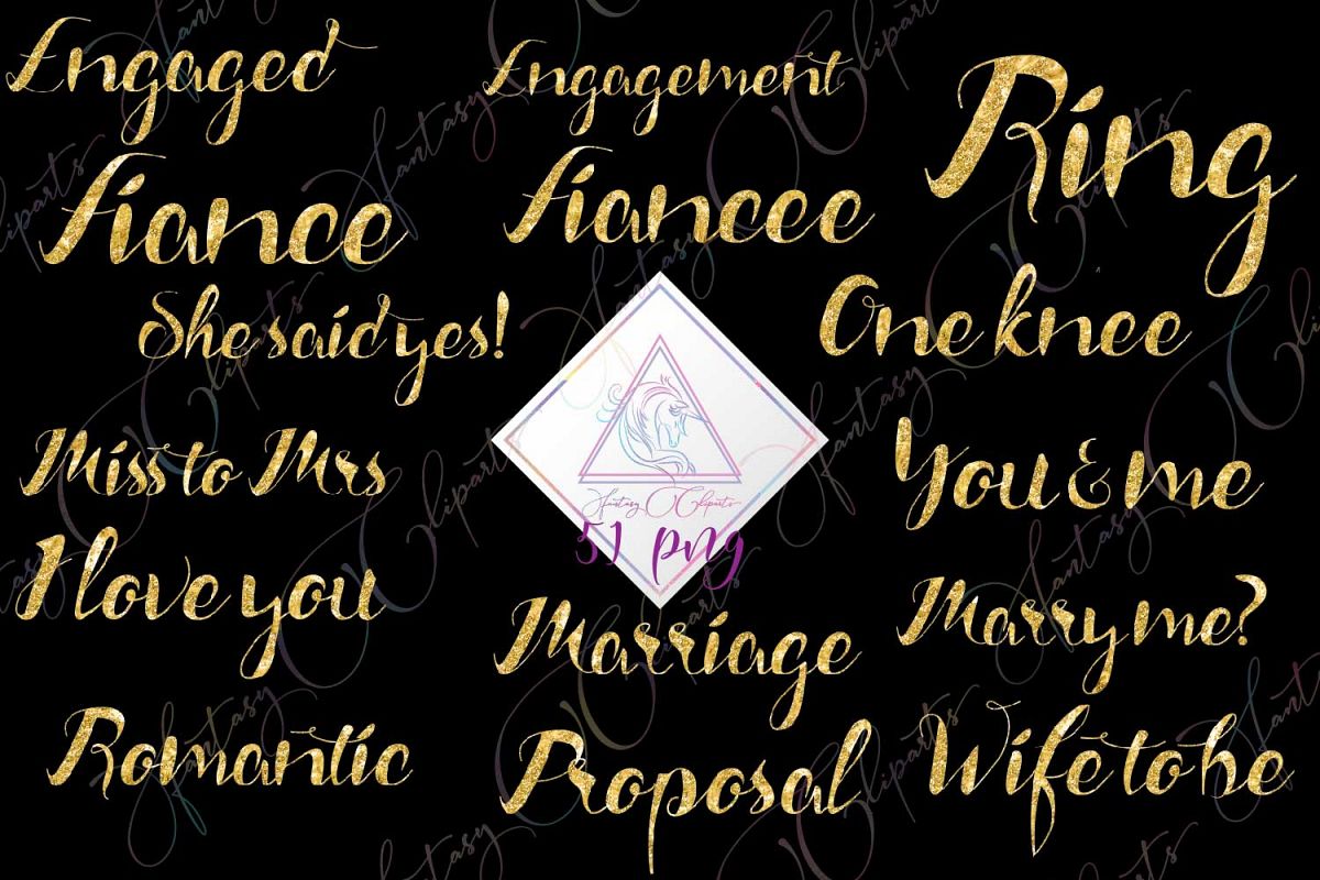 Engagement Word Art Clipart example image 1