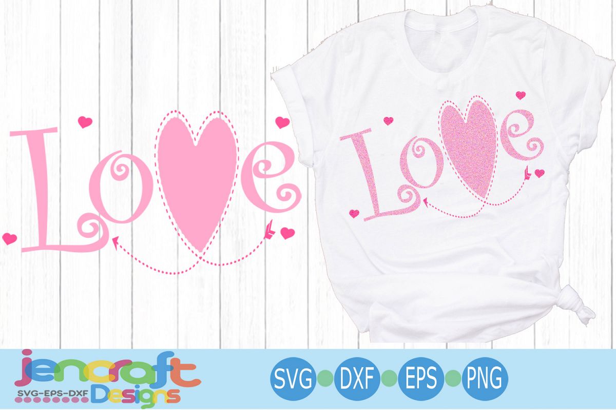 Valentine Love SVG - Stitched Heart arrow svg file example image 1
